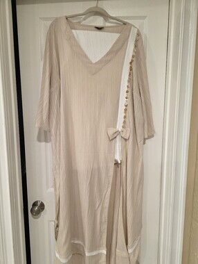 CN G Beige Textured Pleated Dress Top